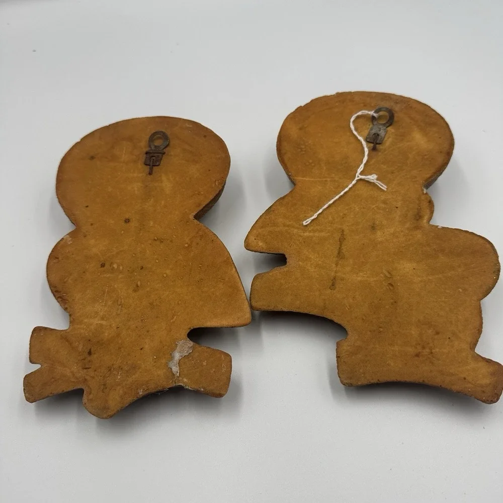 Vintage 1981 Foam Craft Owl Wall Plaques Set of 2 Brown Retro Kitsch Decor